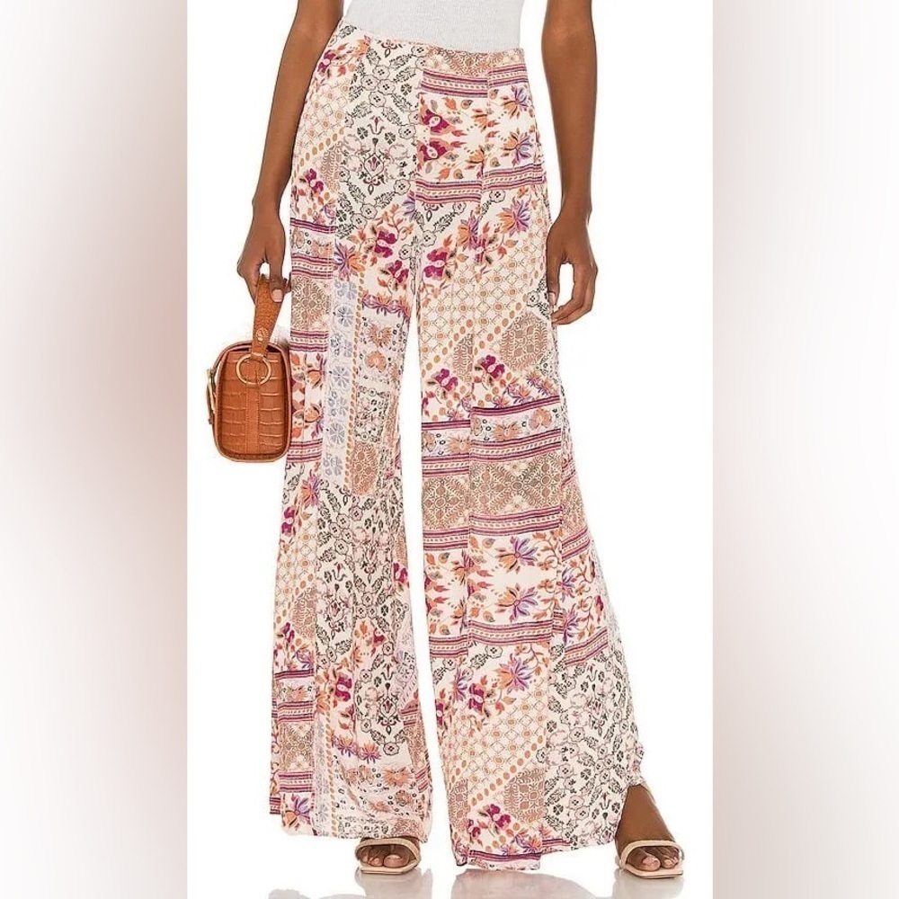 Free People Women’s Wide Open Spaces Wide Leg Pants in Daytime Floral Sz Small